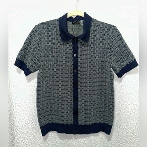 TAHARI Men’s Navy and Green Geometric Shirt